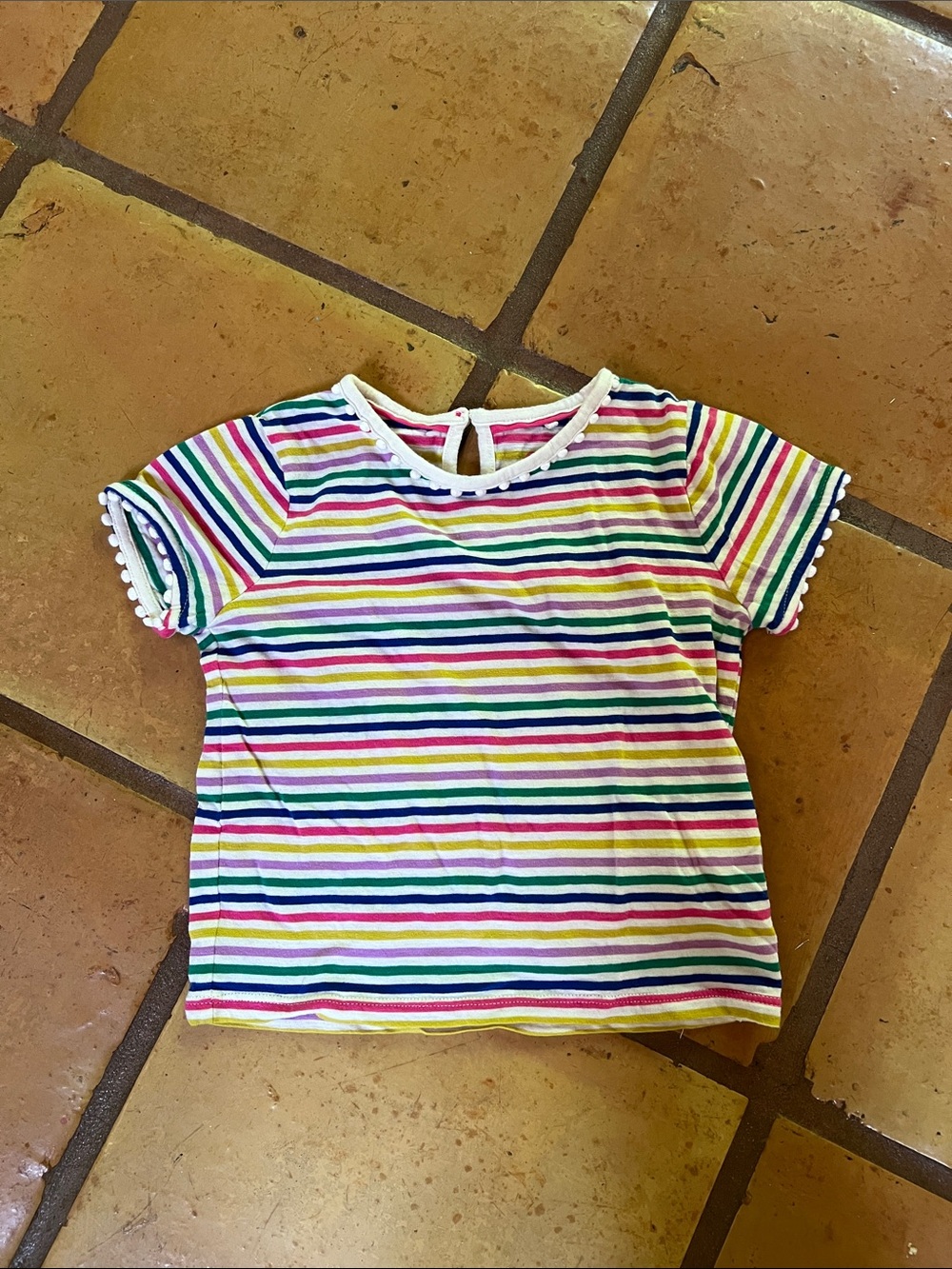 Boden short-sleeve rainbow striped t-shirt 3-4y
